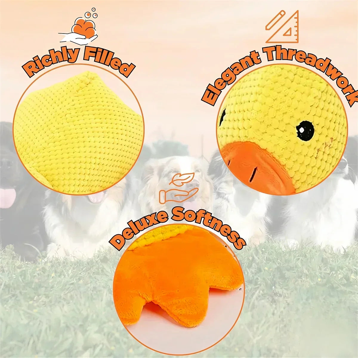 The Mellow Calming Duck No-Stuffing Squeaky Dog Toys