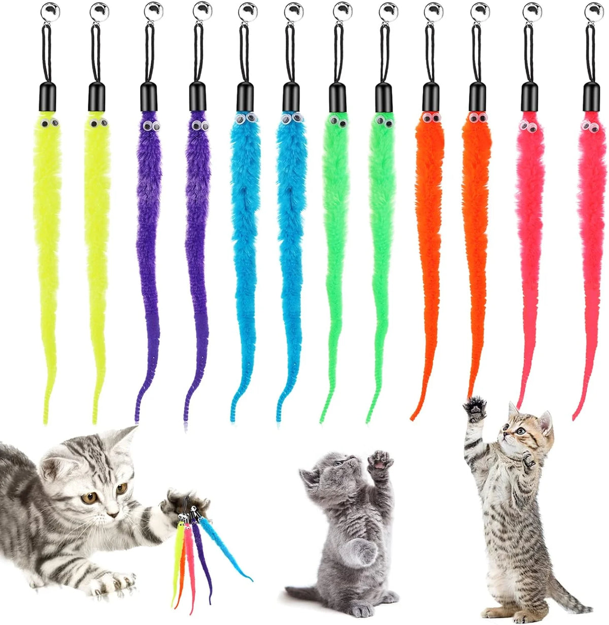 Cat pouncing on the larva wand attachment