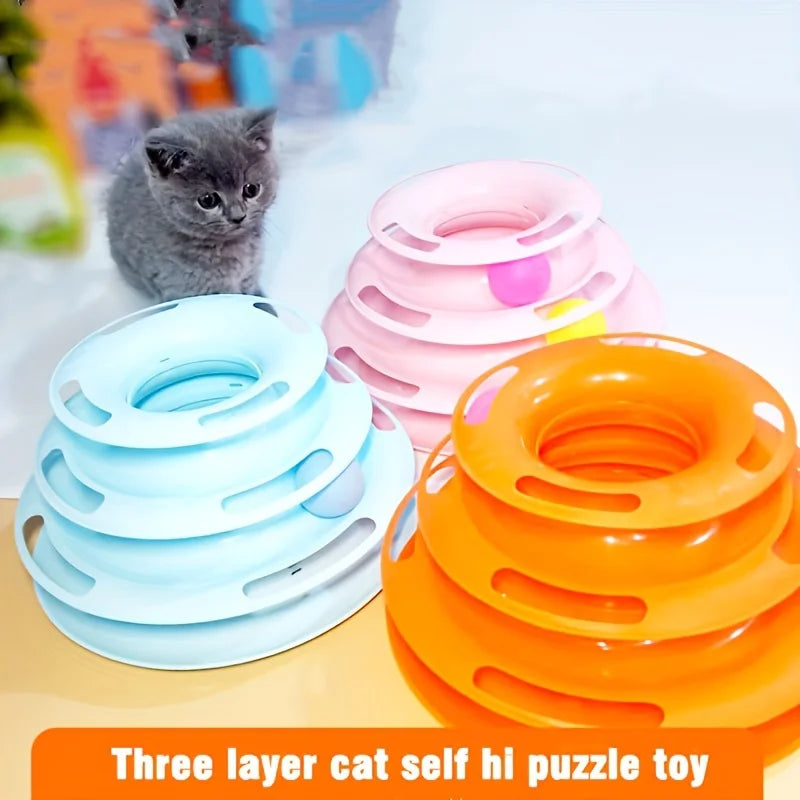 Three heights, so a stiff old cat can still play