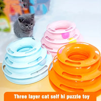 3 Layer Interactive Cat Toy Tower with Trapped Balls