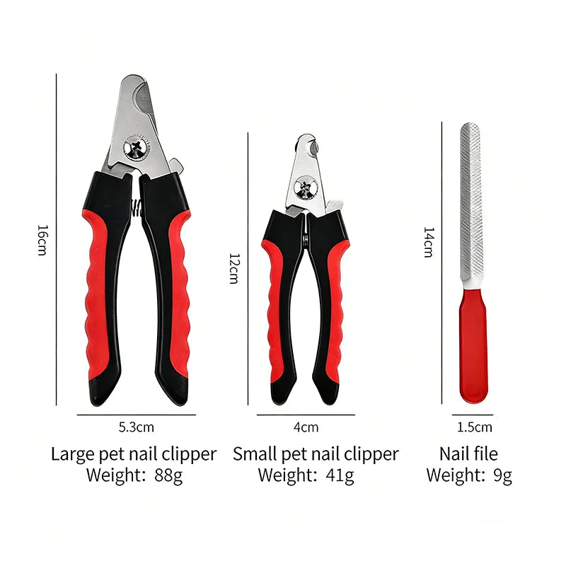 Stainless Steel Pet Nail Clippers with Built-In Nail File