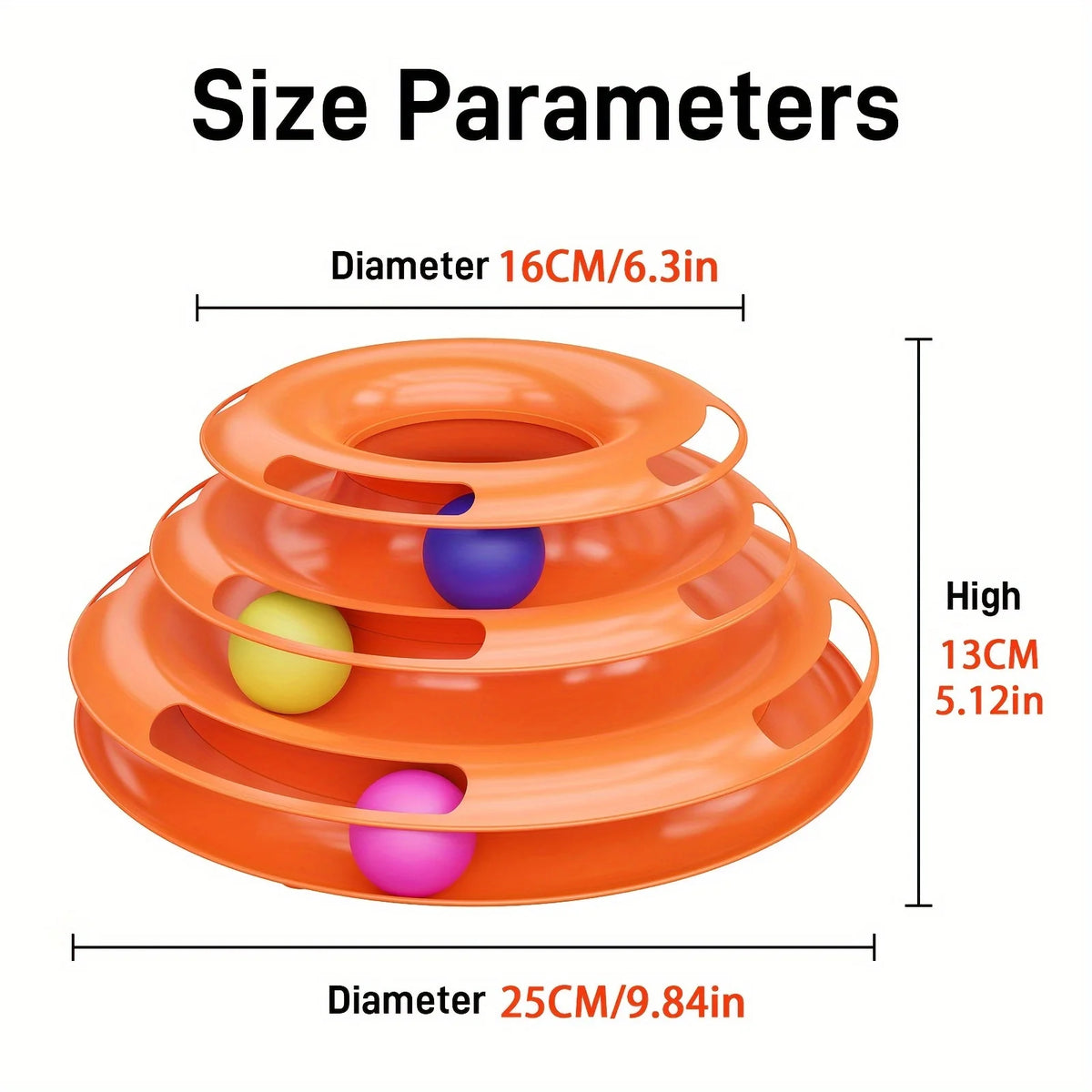 3 Layer Interactive Cat Toy Tower with Trapped Balls