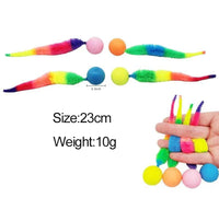 Bouncy fuzzy worm ball cat toy