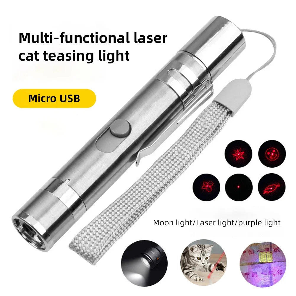 Rechargeable cat laser pointer with flashlight