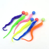 Bouncy fuzzy worm ball cat toy