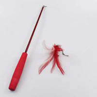 Retractable cat feather teaser wand