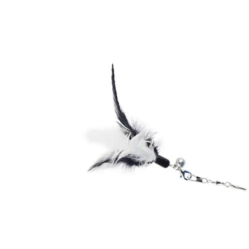 Retractable cat feather teaser wand