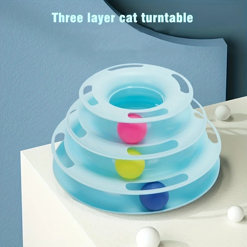 3 Layer Interactive Cat Toy Tower with Trapped Balls