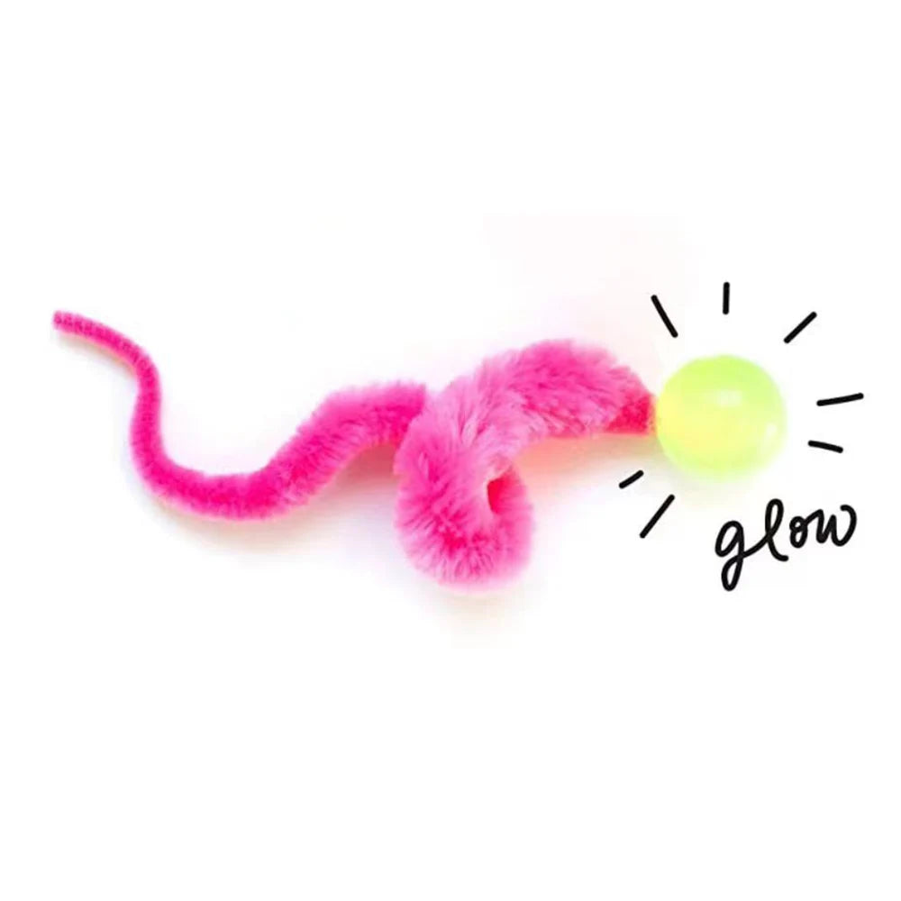 Bouncy fuzzy worm ball cat toy