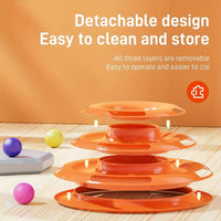 3 Layer Interactive Cat Toy Tower with Trapped Balls