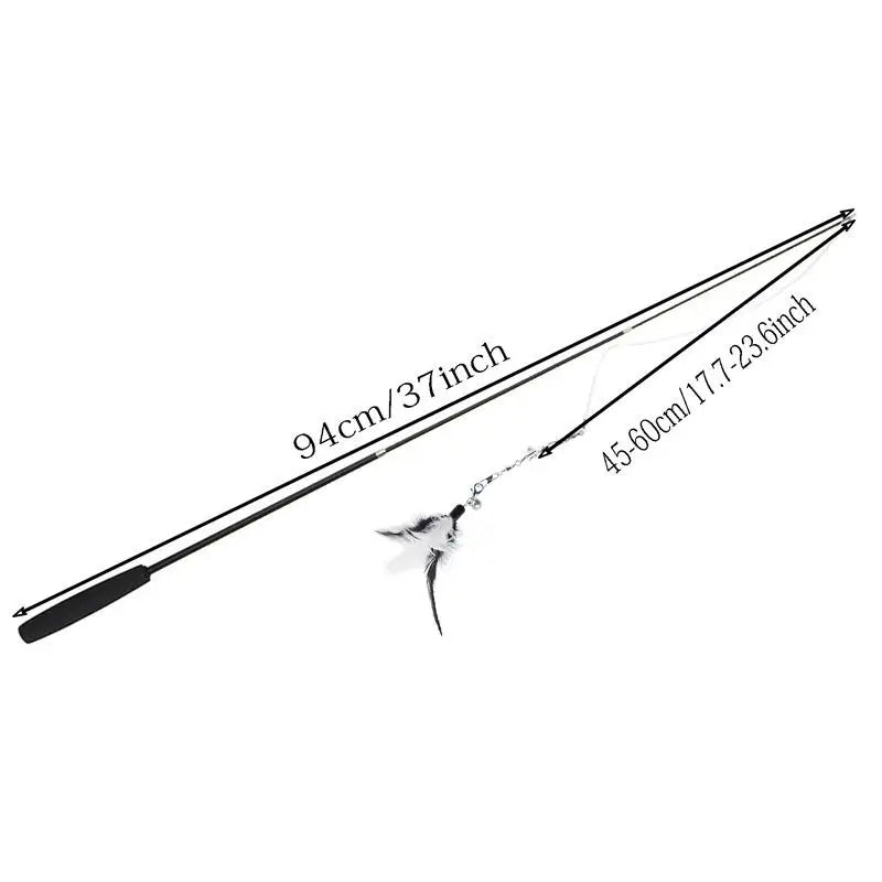 Retractable cat feather teaser wand