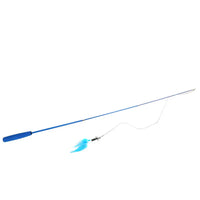 Retractable cat feather teaser wand