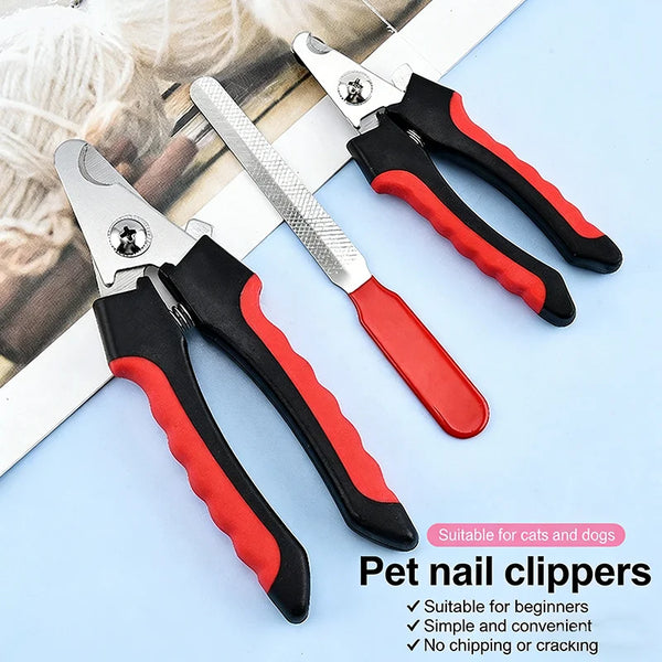 Stainless Steel Pet Nail Clippers with Built-In Nail File