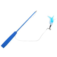 Retractable cat feather teaser wand