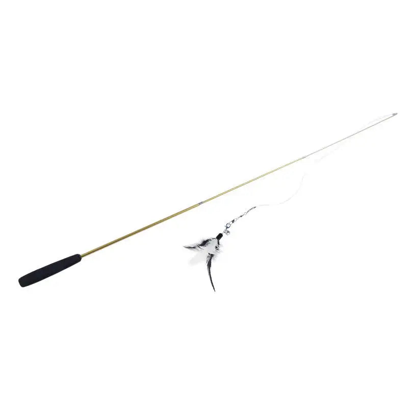 Retractable cat feather teaser wand