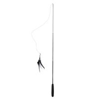 Retractable cat feather teaser wand