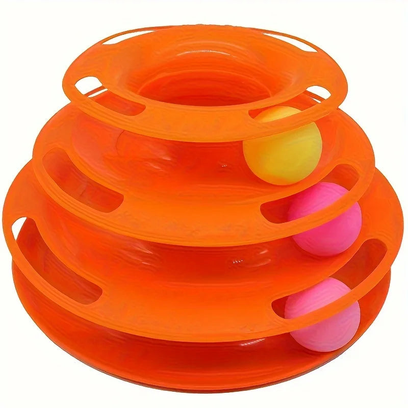 3 Layer Interactive Cat Toy Tower with Trapped Balls