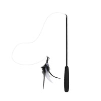 Retractable cat feather teaser wand