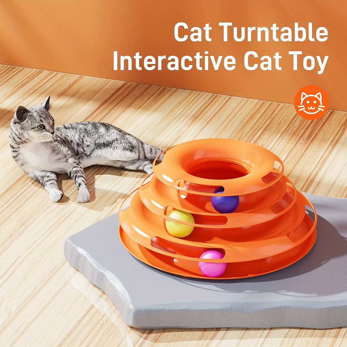 3 Layer Interactive Cat Toy Tower with Trapped Balls