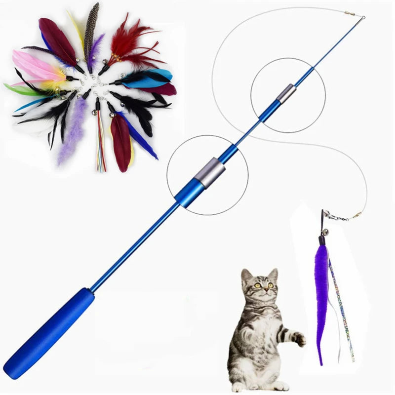 Cat leaping for the feather lure