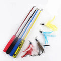 Retractable cat feather teaser wand extended