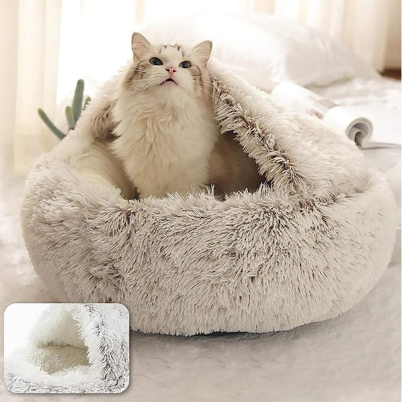 Deluxe plush pet bed for cats and small dogs