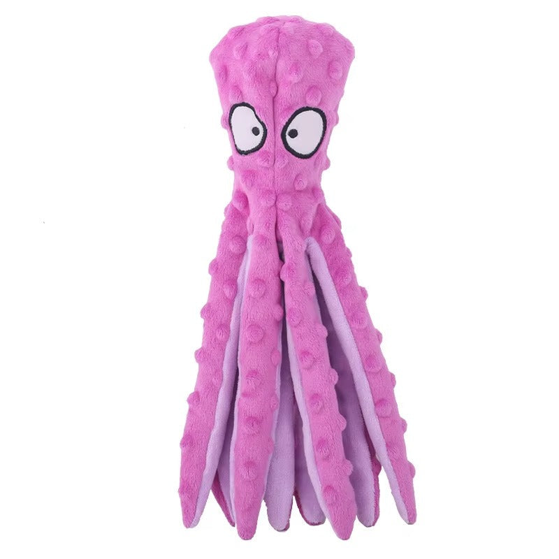 OctoPlay No-Stuffing Squeaky Dog Toy (Octopus Plush)
