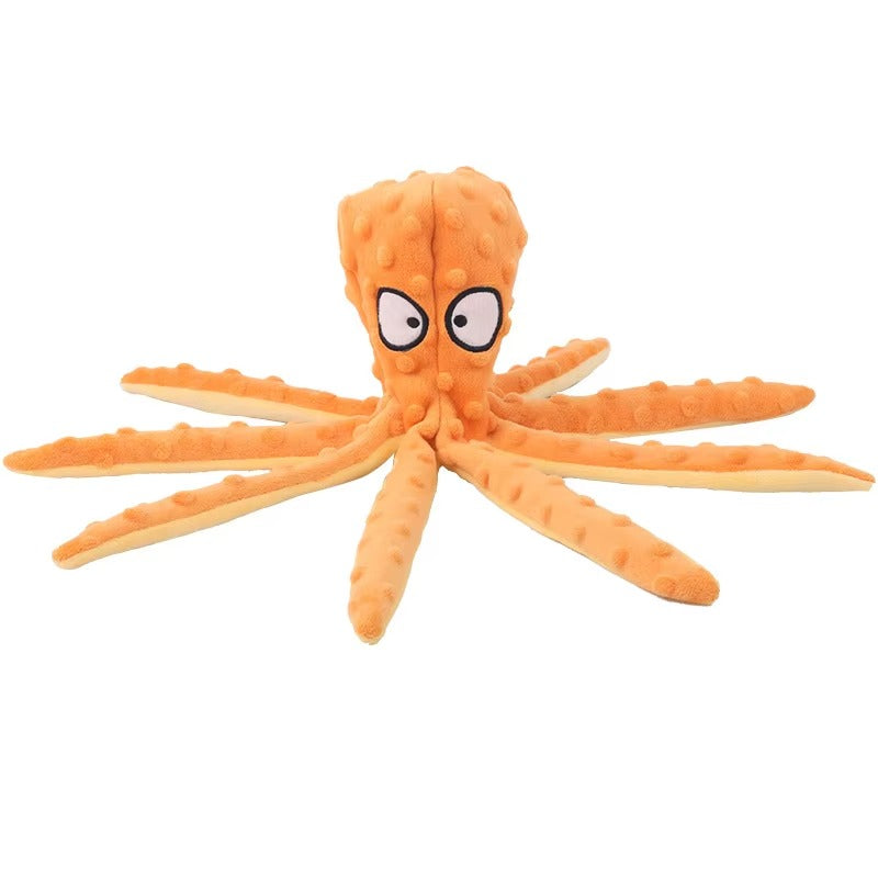 OctoPlay No-Stuffing Squeaky Dog Toy (Octopus Plush)