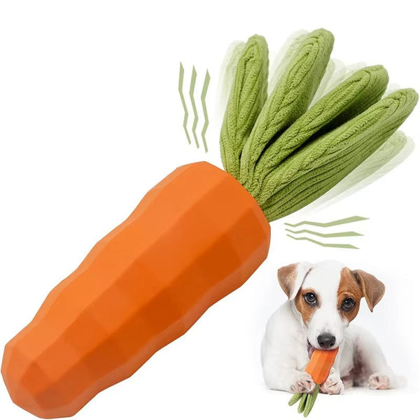 Indestructible Carrot Dog Chew Toy (Milk-Flavored, Natural Rubber)