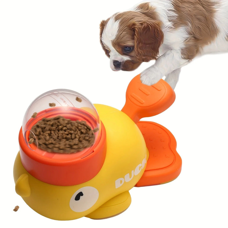 Press-to-dispense slow feeder for dogs