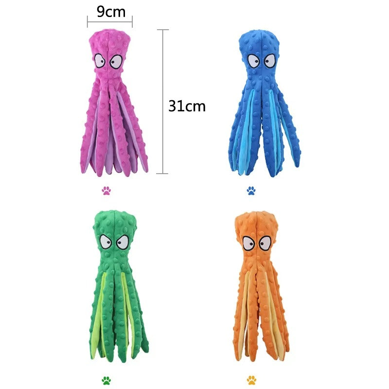 OctoPlay No-Stuffing Squeaky Dog Toy (Octopus Plush)