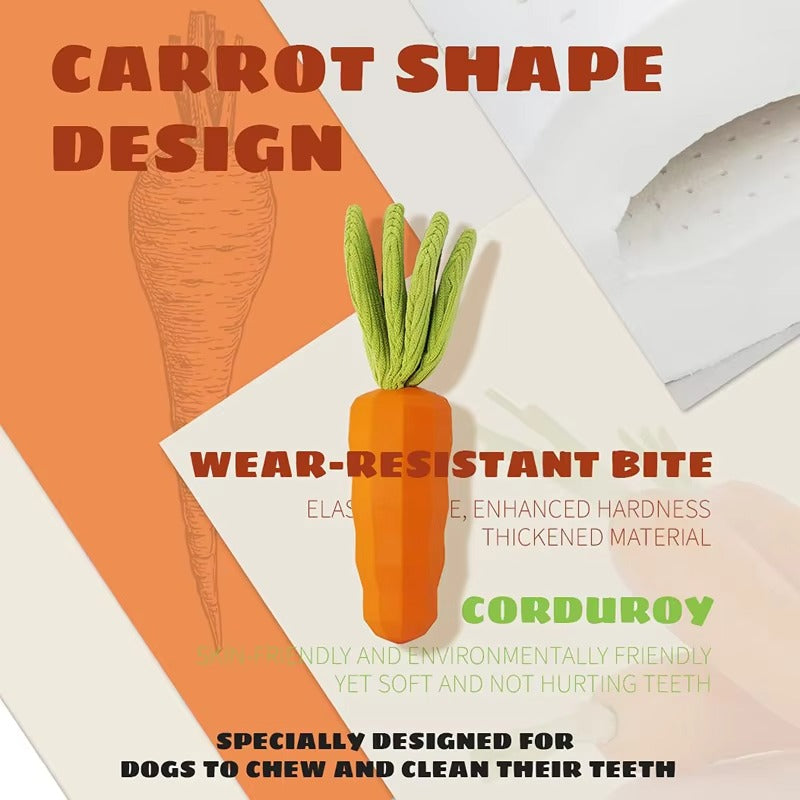 Indestructible Carrot Dog Chew Toy (Milk-Flavored, Natural Rubber)